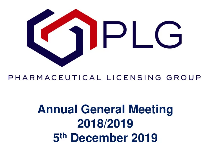 annual general meeting 2018 2019 5 th december 2019 agenda