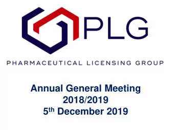 Annual General Meeting  2018/2019 5 th December 2019  Agenda  Chairs report - review of July