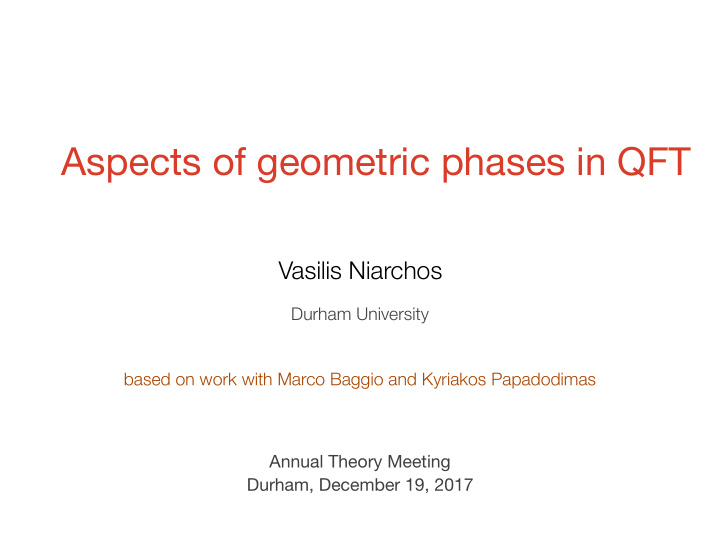 aspects of geometric phases in qft