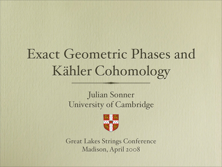 exact geometric phases and k hler cohomology