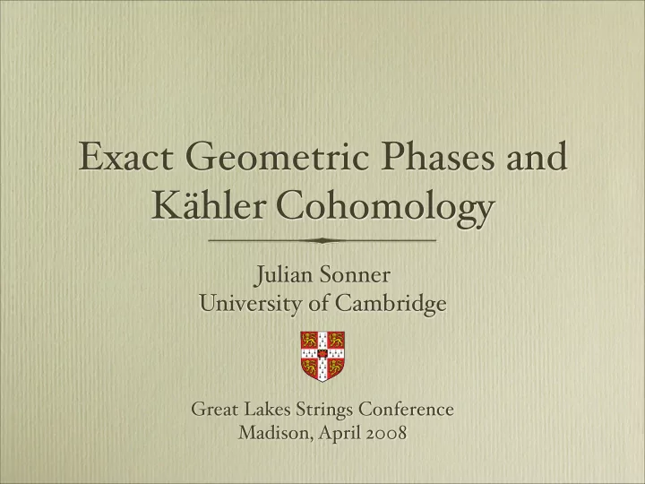 exact geometric phases and k hler cohomology