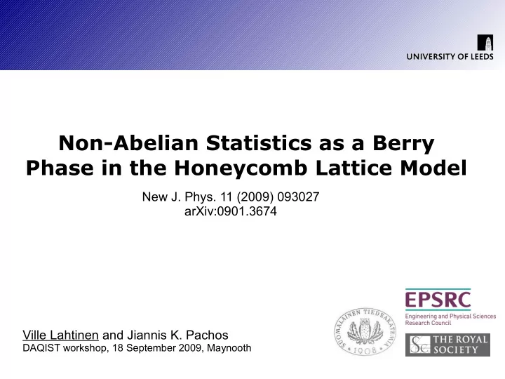 non abelian statistics as a berry phase in the honeycomb