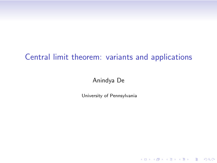central limit theorem variants and applications