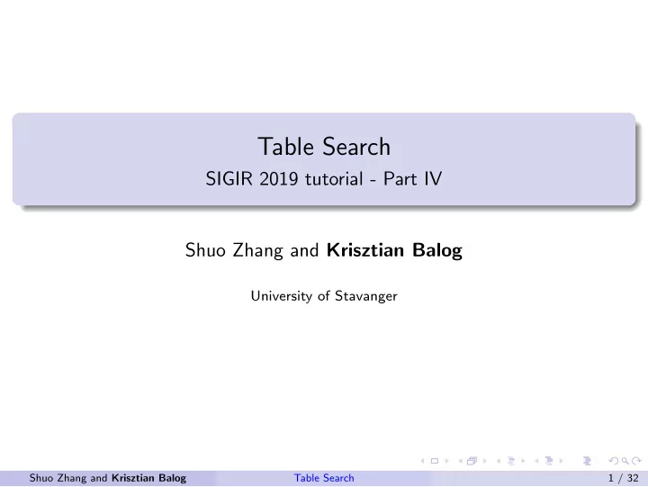 table search