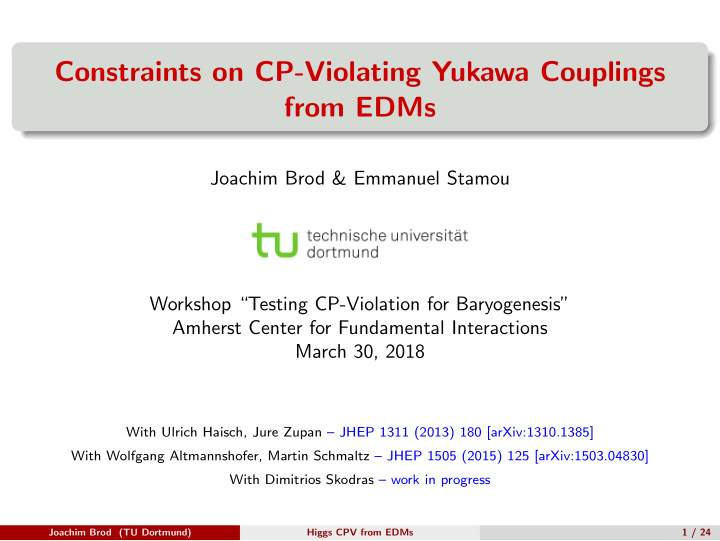 constraints on cp violating yukawa couplings from edms