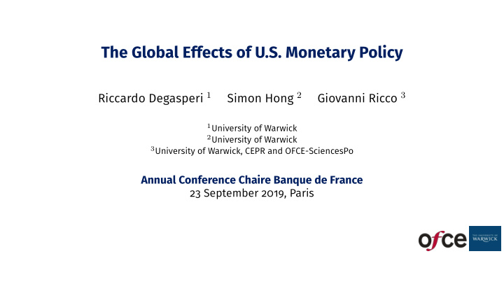the global effects of u s monetary policy