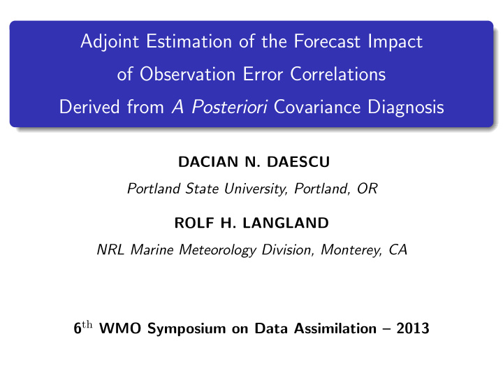 adjoint estimation of the forecast impact of observation