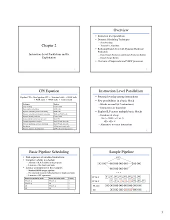 Overview   Instruction level parallelism   Dynamic Scheduling Techniques   Scoreboarding