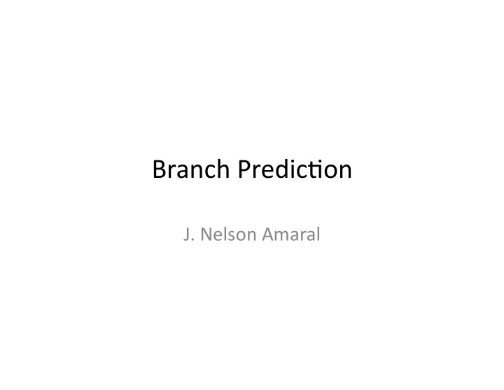 branch predic on
