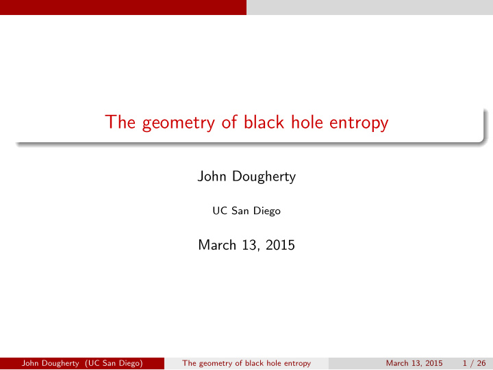 the geometry of black hole entropy