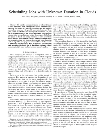 Scheduling Jobs with Unknown Duration in Clouds Siva Theja Maguluri, Student Member, IEEE, and R.