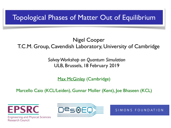 topological phases of matter out of equilibrium