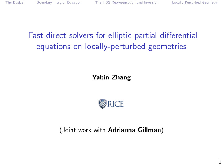 fast direct solvers for elliptic partial differential
