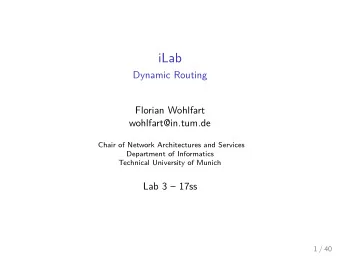 iLab  Dynamic Routing  Florian Wohlfart  wohlfart@in.tum.de  Chair of Network Architectures and