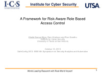 institute for cyber security a framework for risk aware