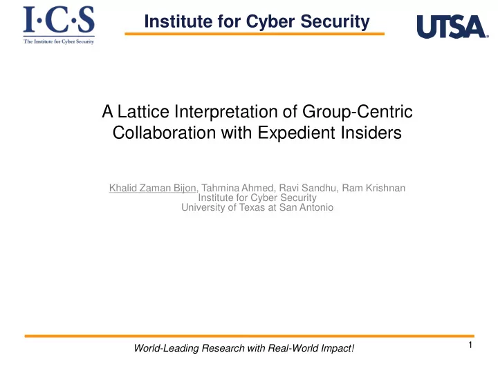 institute for cyber security a lattice interpretation of
