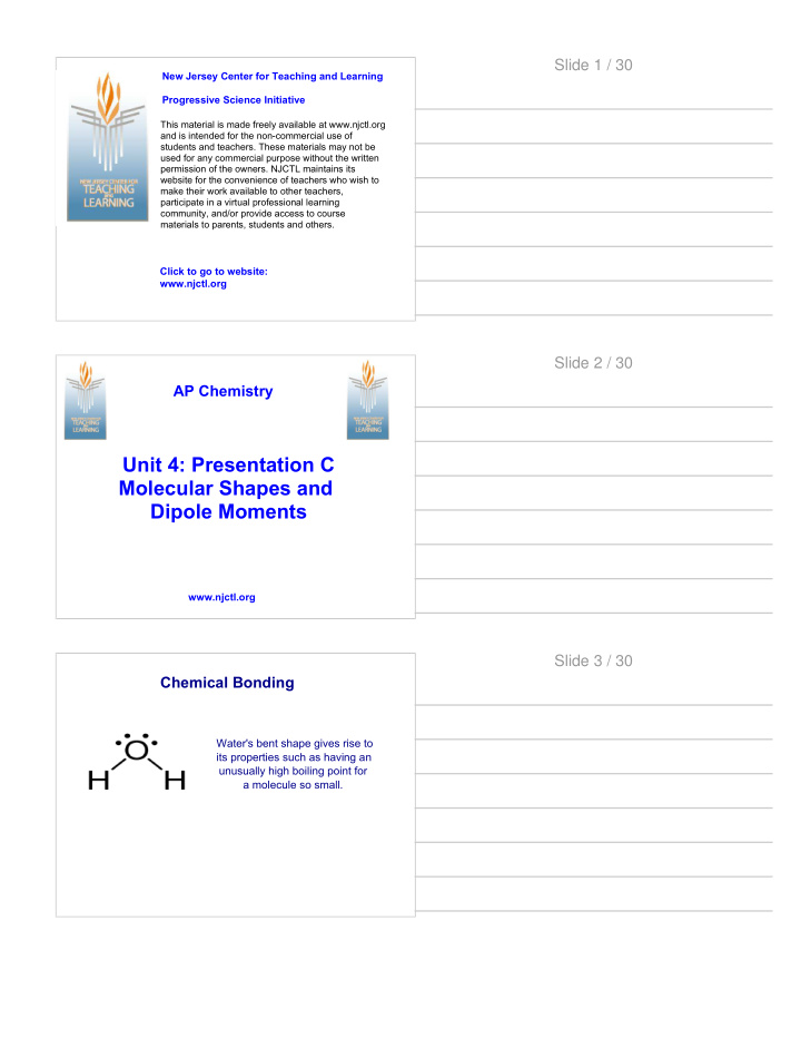 ap chemistry unit 4 presentation c molecular shapes and