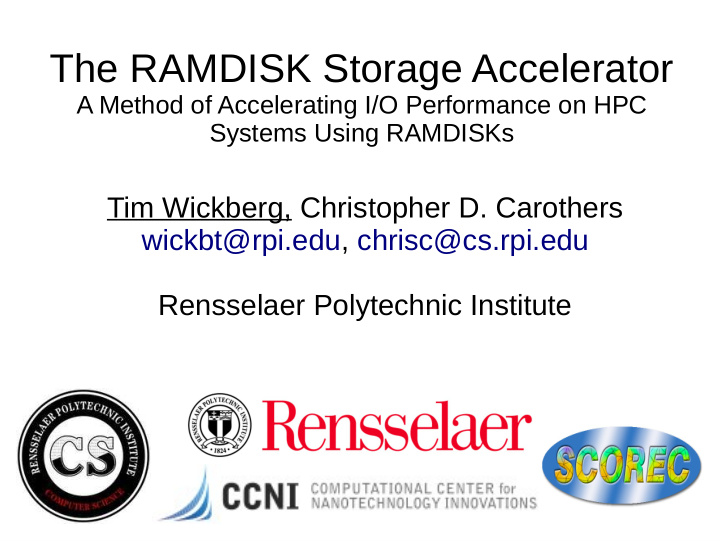 the ramdisk storage accelerator