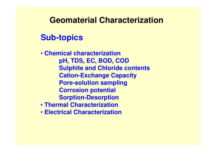 geomaterial characterization sub topics