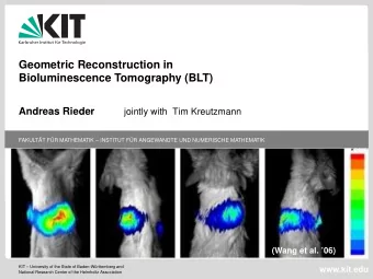 Geometric Reconstruction in  Bioluminescence Tomography (BLT)  Andreas Rieder  jointly with Tim