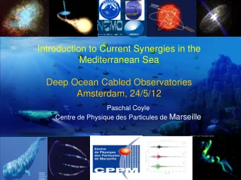 Deep Ocean Cabled Observatories  Amsterdam, 24/5/12  Paschal Coyle Centre de Physique des