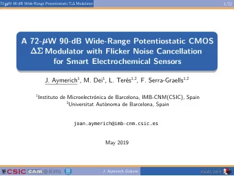 A 72-  W 90-dB Wide-Range Potentiostatic CMOS  Modulator with Flicker Noise Cancellation  for Smart