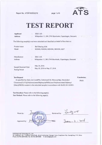 TESTREPORT  Applicant SIS O A/S Milepar k en 11, DK - 2740 S k ovlunde, Copenhagen, Denmar k