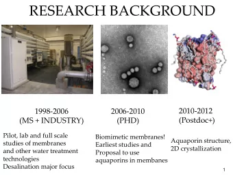 RESEARCH BACKGROUND  2010-2012  1998-2006  2006-2010  (Postdoc+)  (MS + INDUSTRY)  (PHD)  Pilot,