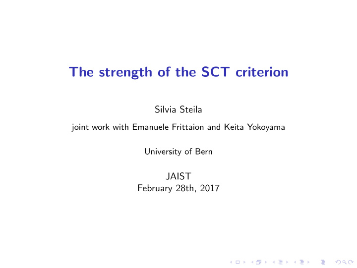 the strength of the sct criterion