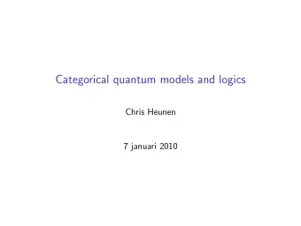 Categorical quantum models and logics  Chris Heunen  7 januari 2010  Welcome, thank you for coming.