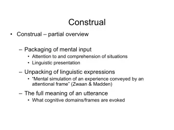 Construal   Construal  partial overview   Packaging of mental input   Attention to and