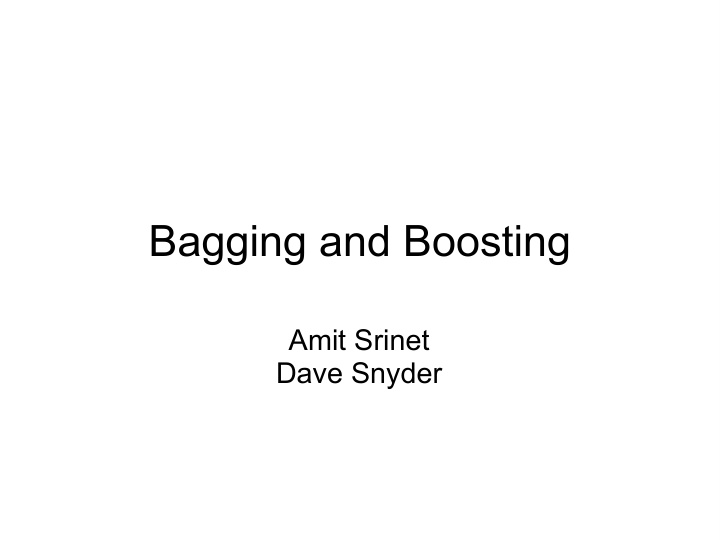 bagging and boosting