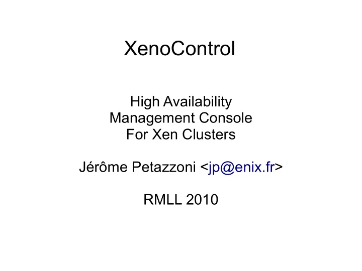 xenocontrol