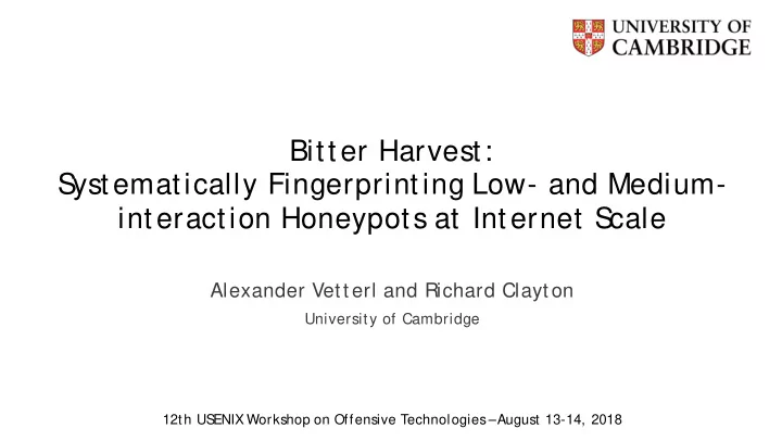 bitter harvest s ystematically fingerprinting low and