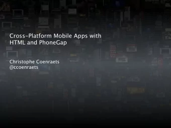 Cross-Platform Mobile Apps with  HTML and PhoneGap  Christophe Coenraets  @ccoenraets  Resources