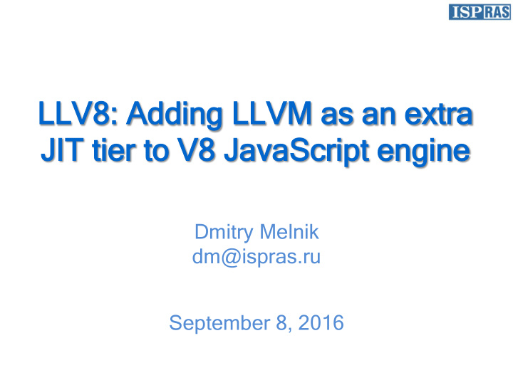 llv8 llv8 adding adding llvm llvm as as an an extra extra