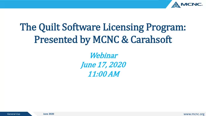 presented by mcnc amp carahsoft