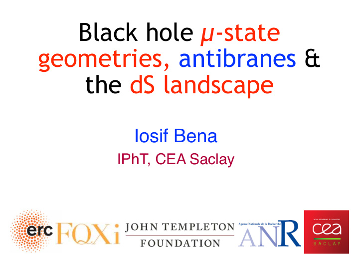black hole state geometries antibranes the ds landscape