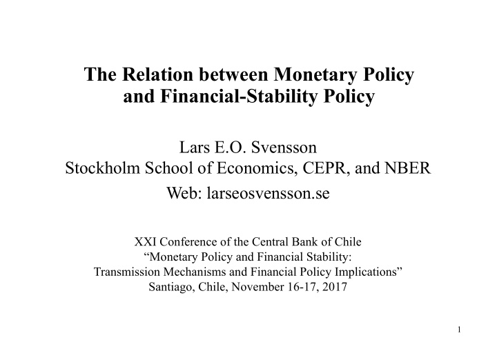 the relation between monetary policy and financial