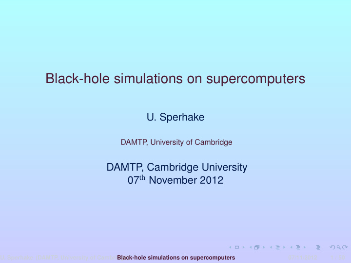 black hole simulations on supercomputers