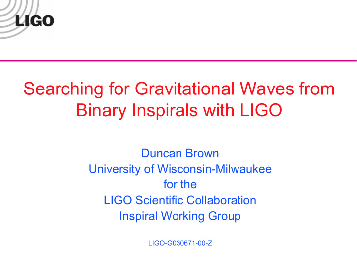 searching for gravitational waves from binary inspirals