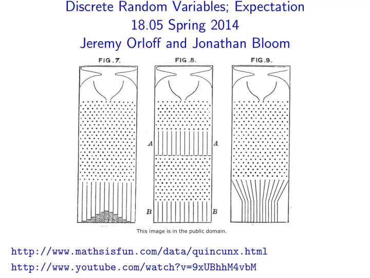 discrete random variables expectation 18 05 spring 2014