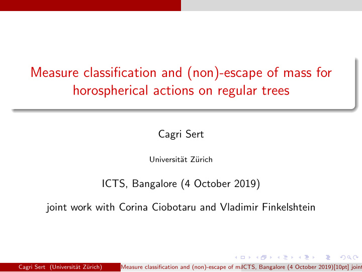 measure classification and non escape of mass for
