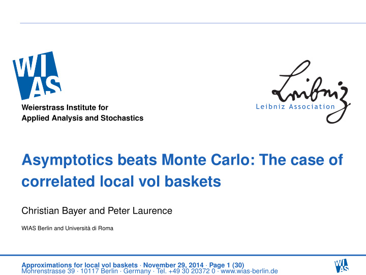 asymptotics beats monte carlo the case of correlated