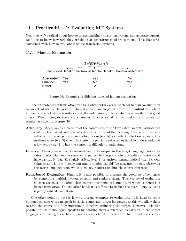 11 practicalities 2 evaluating mt systems