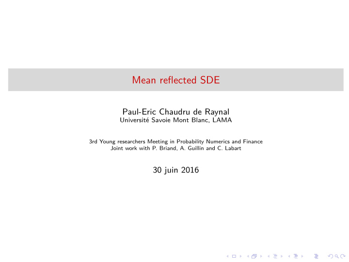 mean reflected sde