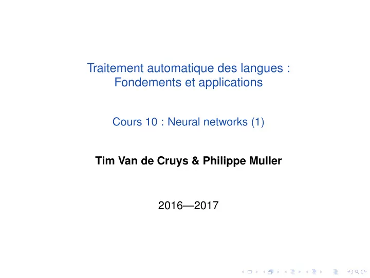 traitement automatique des langues fondements et