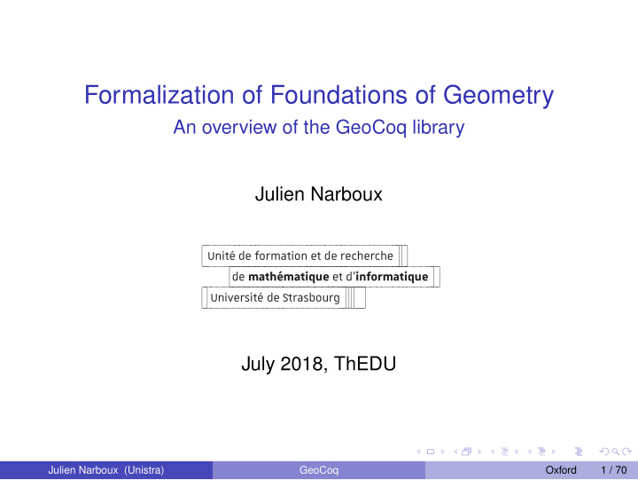 formalization of foundations of geometry