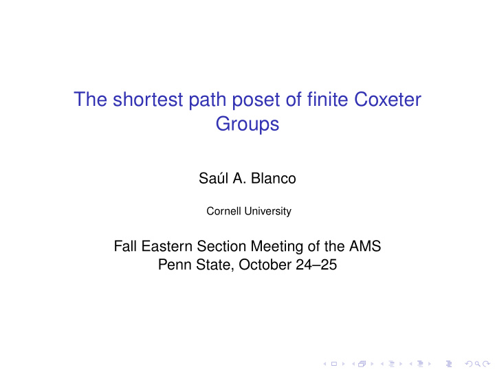 the shortest path poset of finite coxeter groups