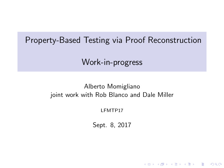 property based testing via proof reconstruction work in